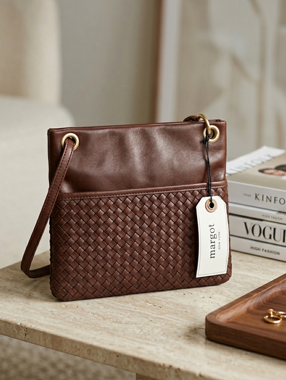 NWT Margot New York brown leather cross body.